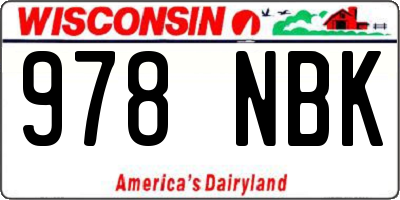 WI license plate 978NBK