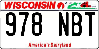 WI license plate 978NBT