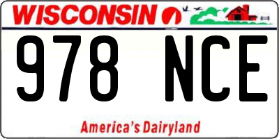 WI license plate 978NCE