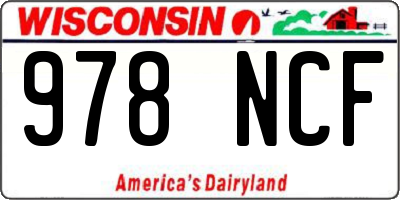WI license plate 978NCF