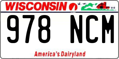 WI license plate 978NCM