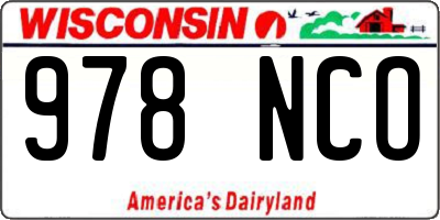 WI license plate 978NCO