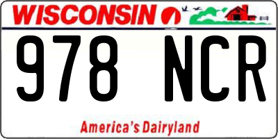 WI license plate 978NCR