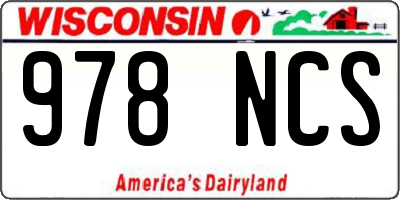 WI license plate 978NCS