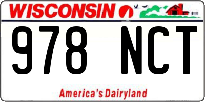 WI license plate 978NCT