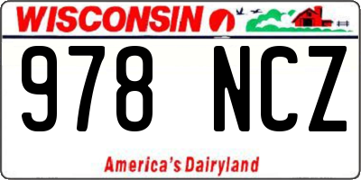 WI license plate 978NCZ
