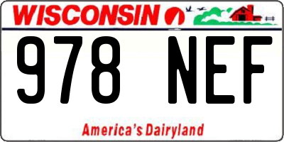 WI license plate 978NEF