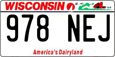 WI license plate 978NEJ