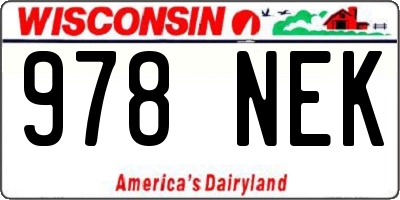 WI license plate 978NEK