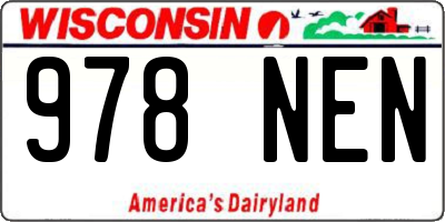WI license plate 978NEN