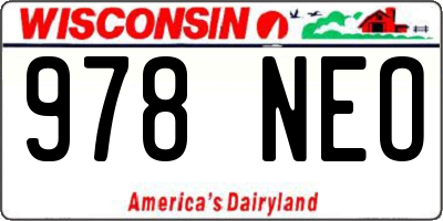 WI license plate 978NEO
