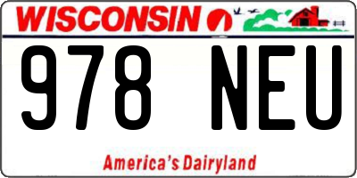 WI license plate 978NEU