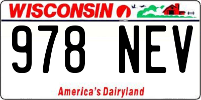 WI license plate 978NEV