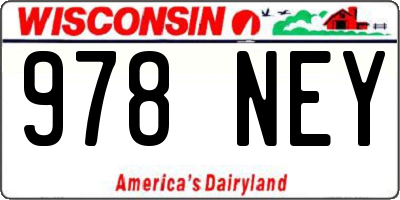 WI license plate 978NEY