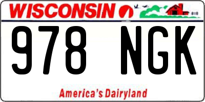 WI license plate 978NGK