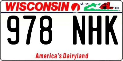 WI license plate 978NHK