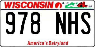 WI license plate 978NHS
