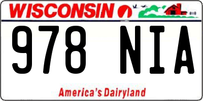 WI license plate 978NIA