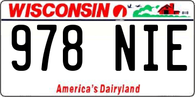 WI license plate 978NIE