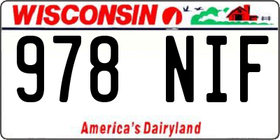 WI license plate 978NIF