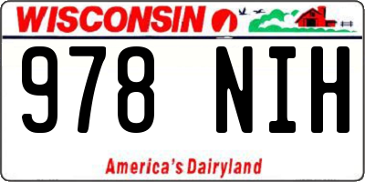 WI license plate 978NIH