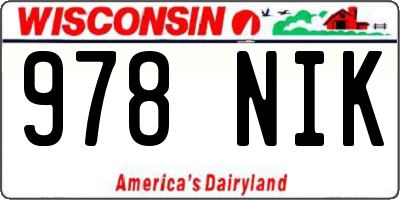 WI license plate 978NIK