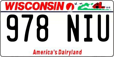 WI license plate 978NIU