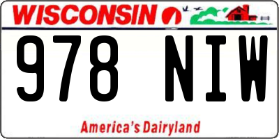 WI license plate 978NIW