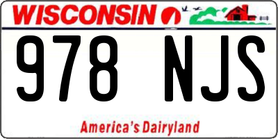 WI license plate 978NJS