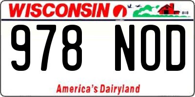 WI license plate 978NOD