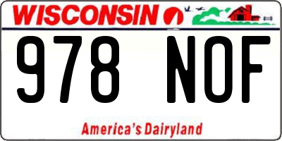 WI license plate 978NOF
