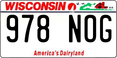 WI license plate 978NOG