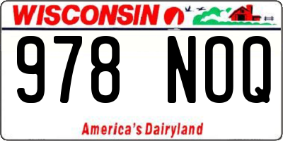 WI license plate 978NOQ