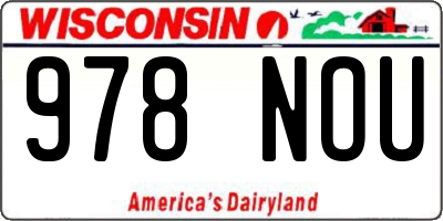 WI license plate 978NOU