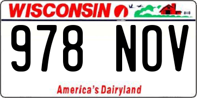 WI license plate 978NOV
