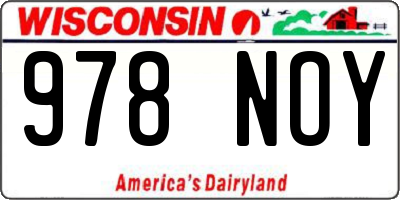WI license plate 978NOY