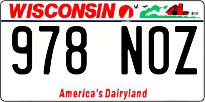 WI license plate 978NOZ