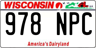 WI license plate 978NPC