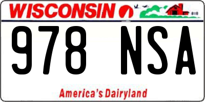 WI license plate 978NSA