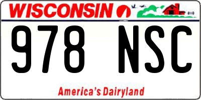 WI license plate 978NSC