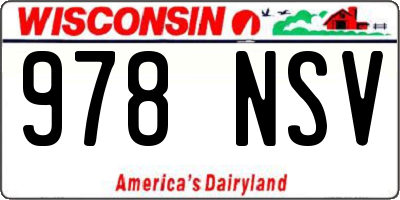 WI license plate 978NSV