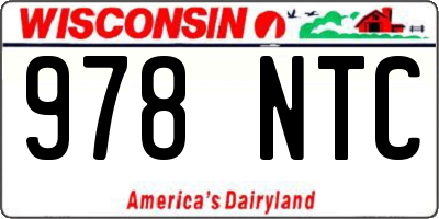 WI license plate 978NTC