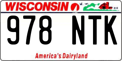 WI license plate 978NTK