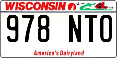 WI license plate 978NTO