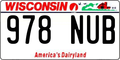 WI license plate 978NUB