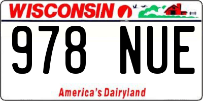 WI license plate 978NUE