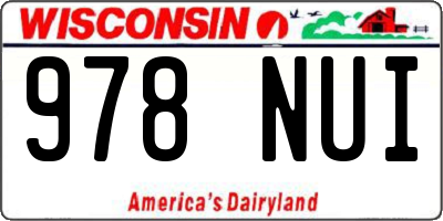 WI license plate 978NUI