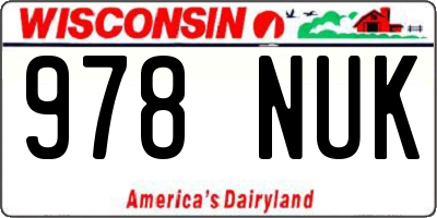 WI license plate 978NUK