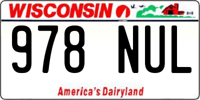 WI license plate 978NUL