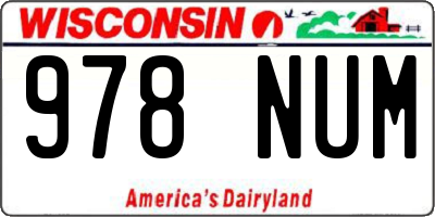 WI license plate 978NUM